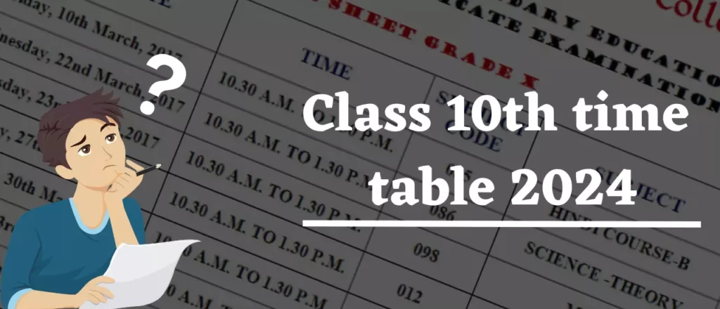 कक्षा 10 का टाइम टेबल 2024